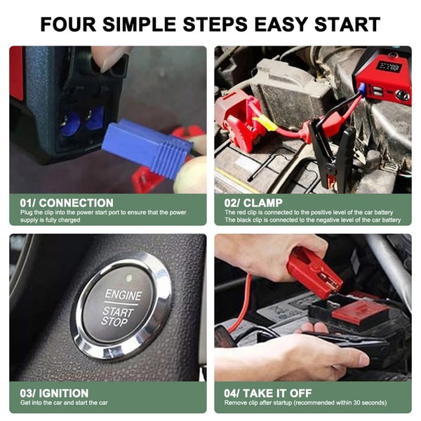 Bil Jump Starter, Bærbar Luftkompressor, Nødoplader,7000A 20000mAh