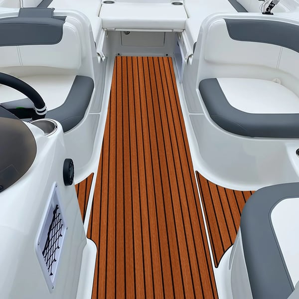 Båtgolvsmatta, Faux Teak Marinmatta, Halkfri Design, Lätt Installation, BRUN