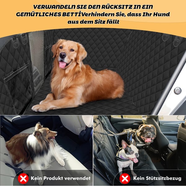 Bagagerumsdækken til hunde, vandtæt materiale, hængekøje-design,sort