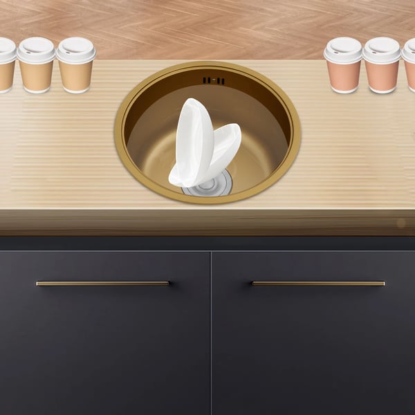 Køkkenvask, Holdbart Rustfrit Stål, Enkelt Skål Design,Guld