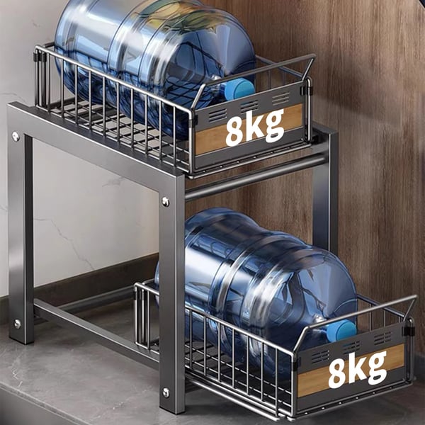 Under-sink opbevaringshylde, multi-lags udtrækbar organizer,sort