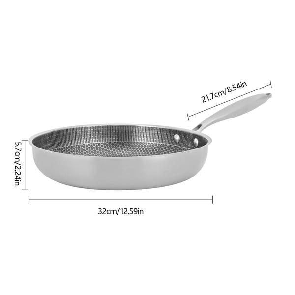 Kogewok, 410 rustfrit stål, non-stick belægning,32 cm, Mørk Grå