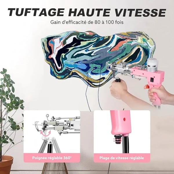Tufting Gun, Dobbelt Funktionalitet, Kompakt Design,Pink to-i-én