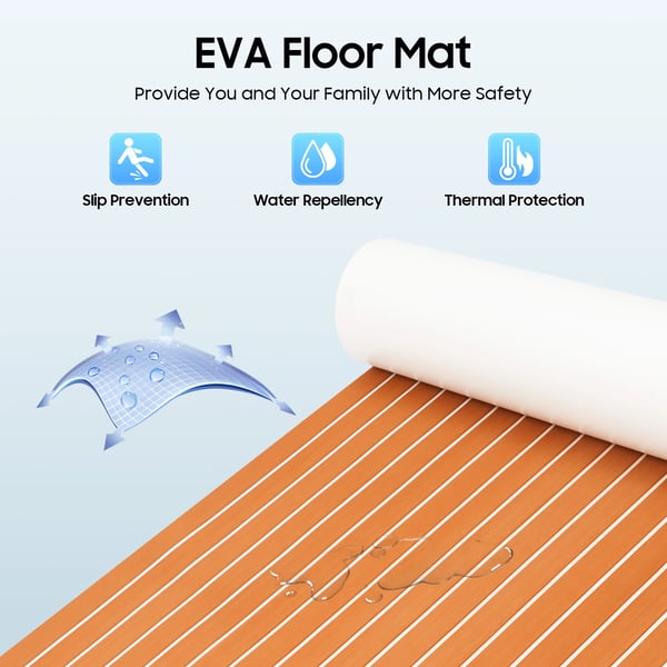 Båtgolv, EVA-skum, Halkfri design,Brun Vit