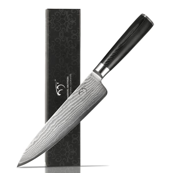 Kokkekniv, højkulstofstålblad, ergonomisk Pakkawood-håndtag,8 tommer