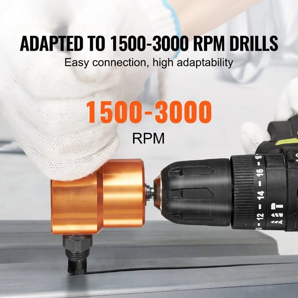 Plåtnibbler, 360 graders roterande huvud, skärtjocklek upp till 2 mm, tillämplig borrhastighet 1500-3000 RPM, CE-certifierad, kompakt storlek 12,8 x 5 x 8,5 cm