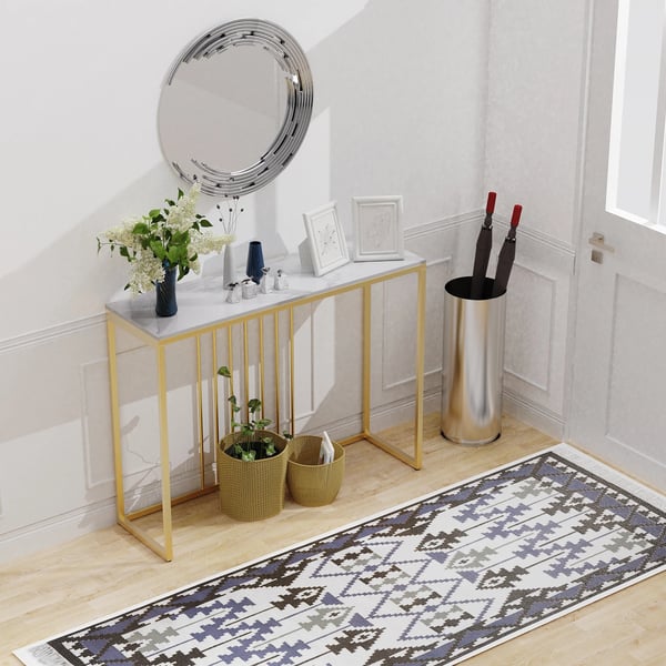 Konsolbord, marmorskiva, guldmetallram, Svart
