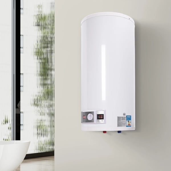 Elektrisk Vandvarmer, 80L Kapacitet, Justerbar Temperatur,Hvid