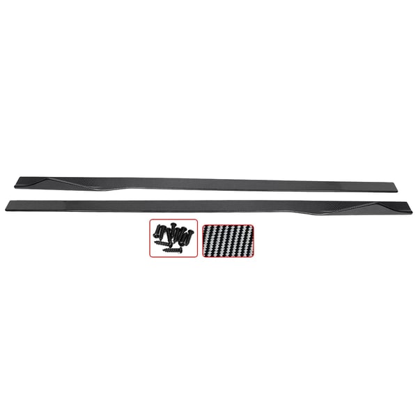 Side Skirts Forlænger, Plastmateriale, Dimensioner 225*14*10 cm, Passer til 2-Dørs Køretøjer, Forbedret Aerodynamik, Carbon Fiber Malet Finish