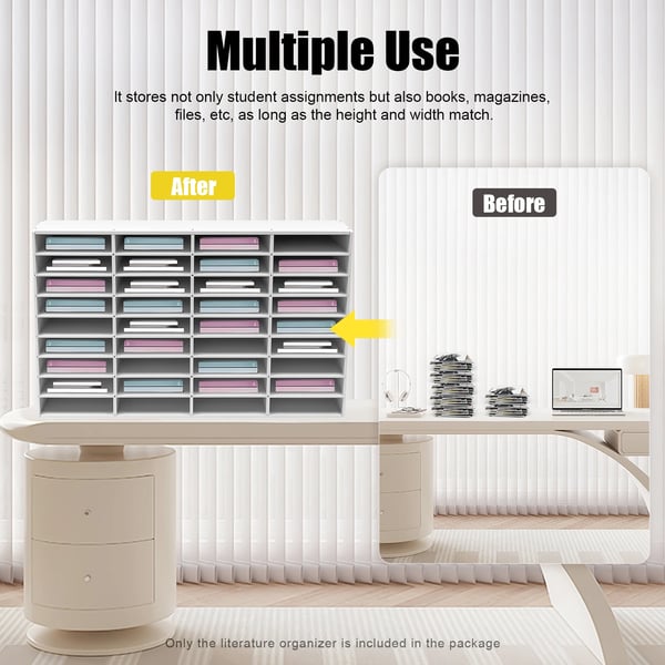 36 Slot Litteraturorganisator, Holdbar PVC-konstruktion, Høj belastningskapacitet,HVID