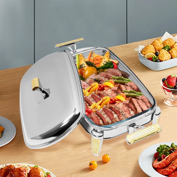 Chafing Dish, 304 Rustfrit Stål, Lysdrevet,Sølv