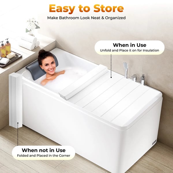 Foldbar Badekar Dæksel, PVC Materiale, 170x75 cm Dimensioner, Understøtter 5 kg Belastning, Temperaturbestandig op til 80 ℃, Nettovægt 4.2 kg
