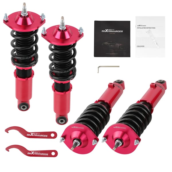Coilover Kit, Justerbar Dæmpning 24 Niveauer, Køre Højde Justerbar 1-3 Tommer, Længde 63 cm, Bredde 51 cm, Højde 21 cm