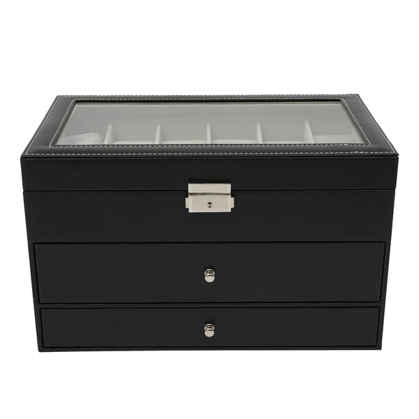Smykkeskrin, 3-lags Organizer, Elegant Præsentation,Sort