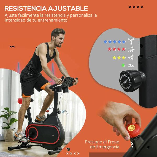 Stationær cykel, justerbar modstand, kompakt design,Rød
