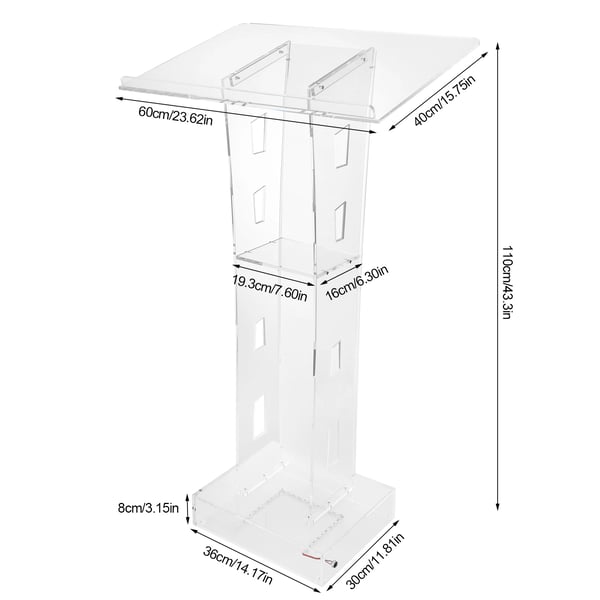 Klar Akryl Podium, Blå LED Lys, Moderne Design, Gulvstand,gennemsigtig