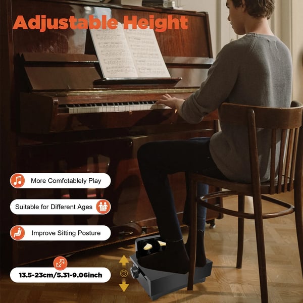 Piano Pedal Forlænger, Justerbar Højde, Holdbar Konstruktion,sort