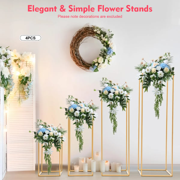 Blomsterstandssæt, Materiale: Stål og Plastik, Dimensioner: 21cm x 21cm x 40cm til 30cm x 30cm x 100cm, Maksimal bæreevne: 10kg, Antal genstande: 4