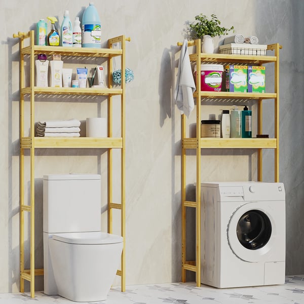 Over Toilet Regale, Bambusmateriale, Multi-Niveau Opbevaring,Naturligt Træ