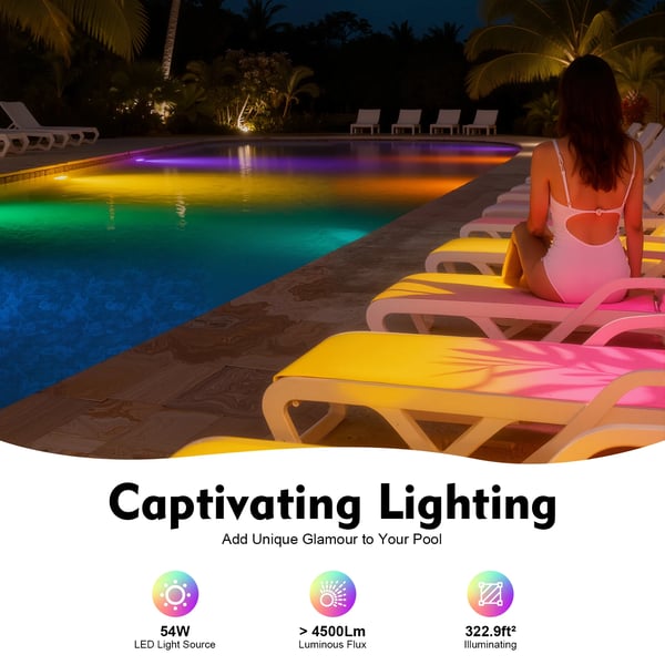 Underwater Pool Light, LED RGB, IP68 Vandtæt,HVID