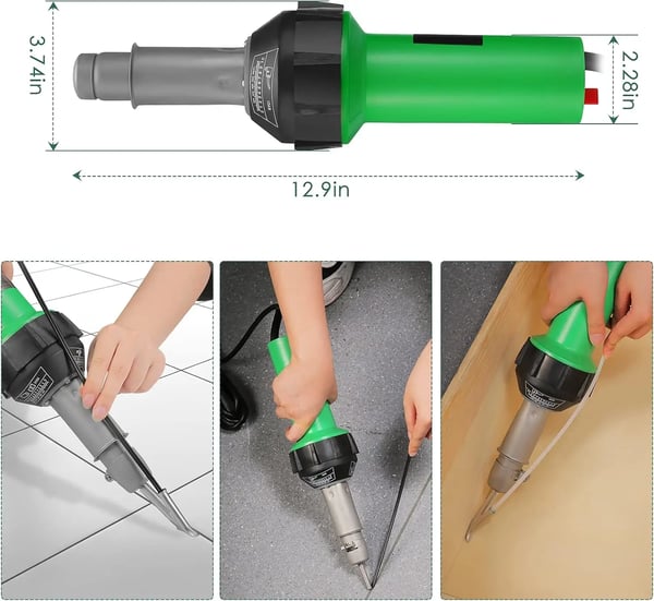 Plastsvetsningspistol, 1600W värmeeffekt, 230L/min luftflödeshastighet, 30-680 ℃ maximal temperatur,Med svetsmunstycke