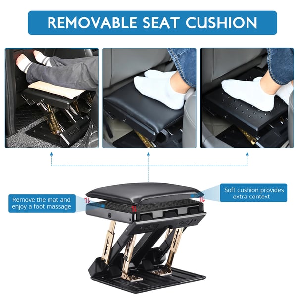 Folding Footrest, Højdejusterbar, Massagefunktion,sort