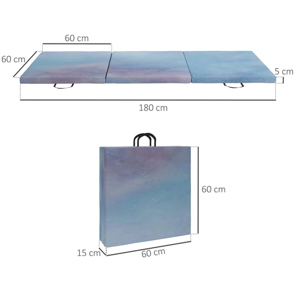 Gymnastikmatta, Tjock Dämpning, Bärbar Design,Blå