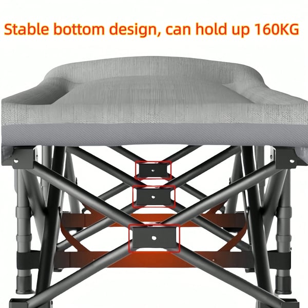 Campingbädd, Bärbar design, Komfortfunktioner, grå