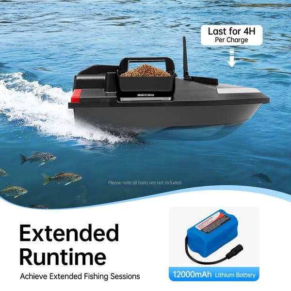 Fiskebåd med agn, GPS-kontrol, 500m rækkevidde,sort