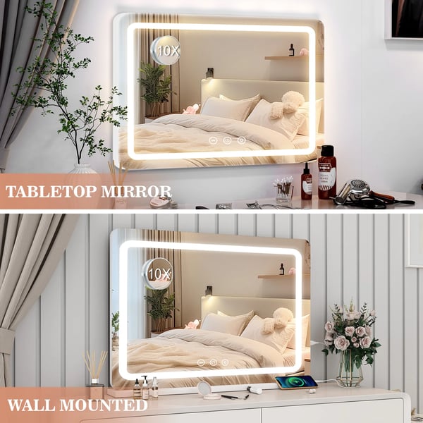 Sminkspegel, Dimmbar LED-belysning, Smart Touch-kontroll,VIT