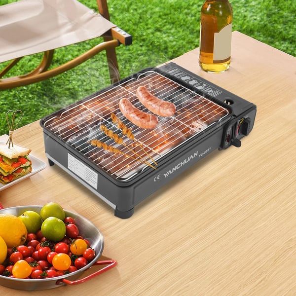 Grillovn, Bærbar Design, Justerbar Varme Kontrol,sort