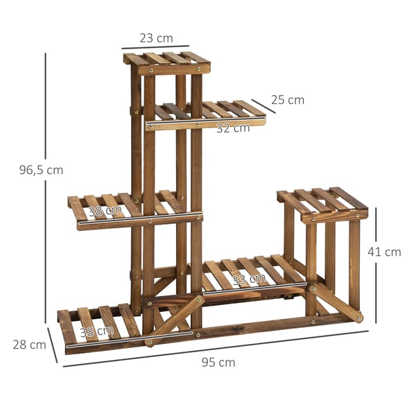 Plantebord, Multi-Niveau Design, Fyrretræ Konstruktion,Naturligt Træ, 95x28x96.5 cm