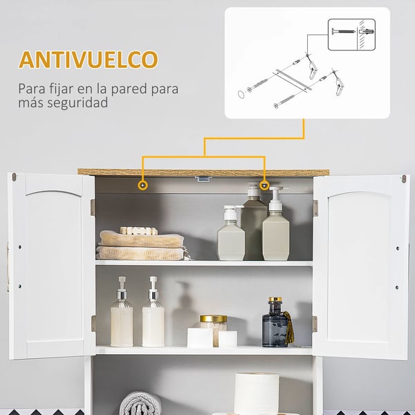 Badeværelsesskab, Over Toilet Design, Justerbar Hylde,Hvid
