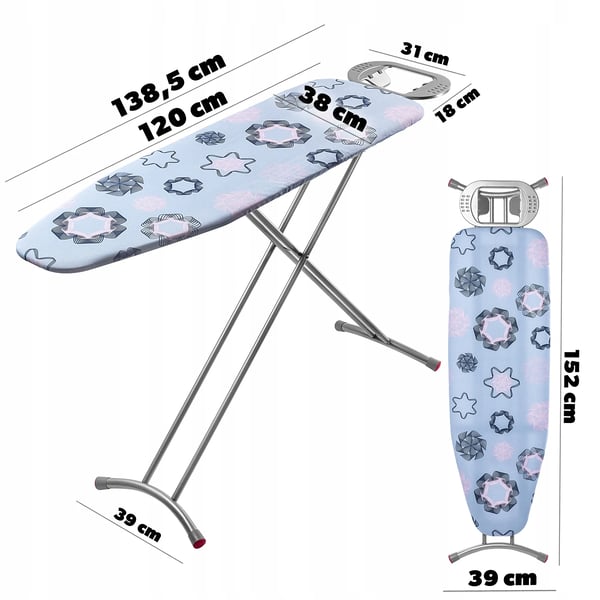 Strykbord, Ergonomisk Design, Höjdjustering,Blå