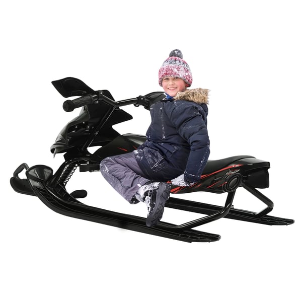 Snösläde, justerbart säte, nödbromsar, kapacitet 176,37 lbs, konstruktion av järn och PE