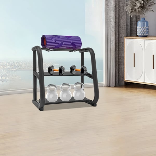 Kettlebell Opbevaringsreol, Holdbart Design, Pladsbesparende Funktioner,sort