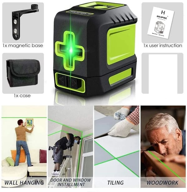 Grøn Stråle Laser Niveau, Dobbelt Linje Måling, Kompakt Design, 30M Arbejdsafstand