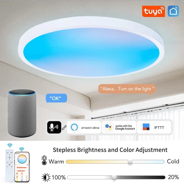 Loftlampe, Smart Kontrol, Ambient Belysningsfunktioner,19tommer-50W, ændrebar