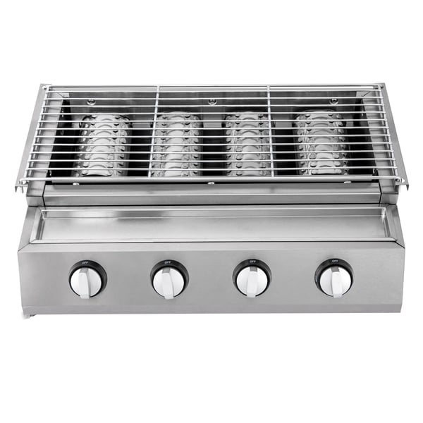 Gasgrill, Rustfrit Stål, Dimensioner 558mm x 232mm, Lavtryksventil, Gastype LPG, Model GB-04