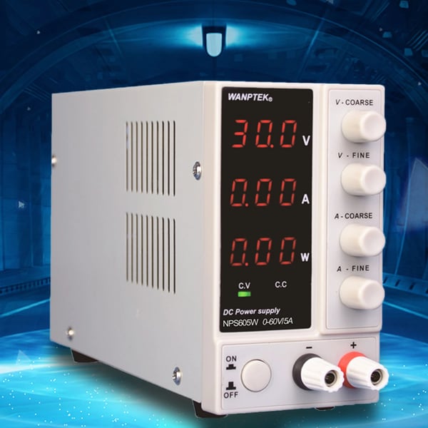 DC Strømforsyning, 0-60V, Udgange Strøm 0-5A, 300W Effektudgang, LED Display, Aktiv Køleventilator
