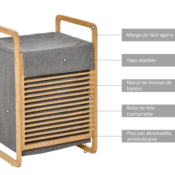 Säilytyskori, Bambumateriaali, 15 x 24 x 22 tuumaa Mitat, Kokoontaitettava Muotoilu, Irrotettava Vuori, Monipuolinen Käyttö