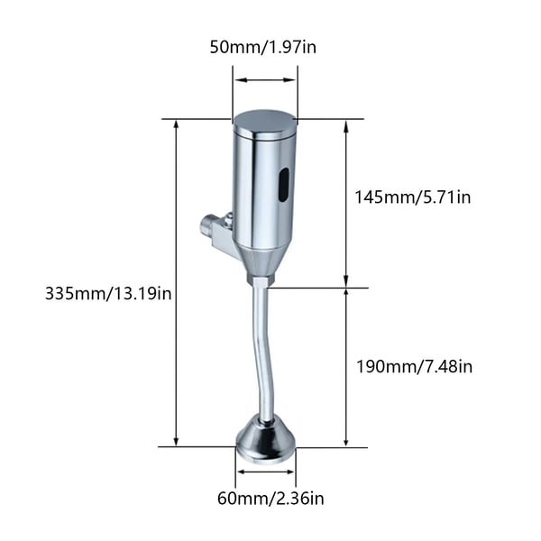 Urinal Flush Valve Sensor, Materiale: Alt kobber, Dimensioner: 5 cm x 5 cm x 33,5 cm, Kompatibilitet: Urinal, Registreringsområde: 55 cm - 65 cm