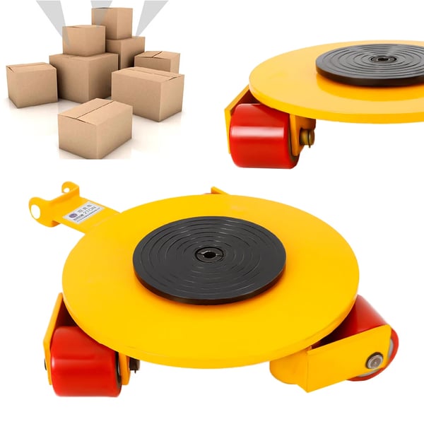 Maskinflytter, Heavy Duty, 3 Gummihjul,Gul