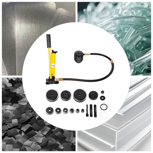 Hydraulisk Knockout Punch Kit, 15 Ton Kapacitet, 10 Skæreværktøjer,Gul