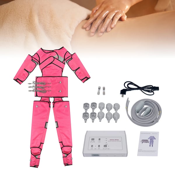 Hele Kroppen Massage Kostume, 1-7 Niveauer Lufttryk Massageapparat, Infrarød Varme & Lufttryk Massage,Pink