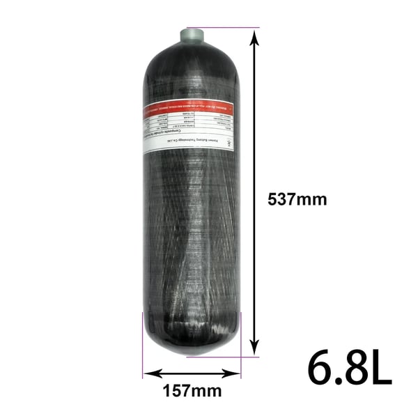 Scuba Diving Tank, 6,8L Kapacitet, Højt Tryk 300 Bar,6.8L