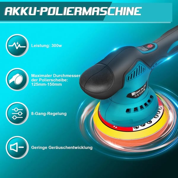Elektrisk Polermaskine, 2800-5500 omdr./min Hastighedsområde, Letvægtsdesign,Blå