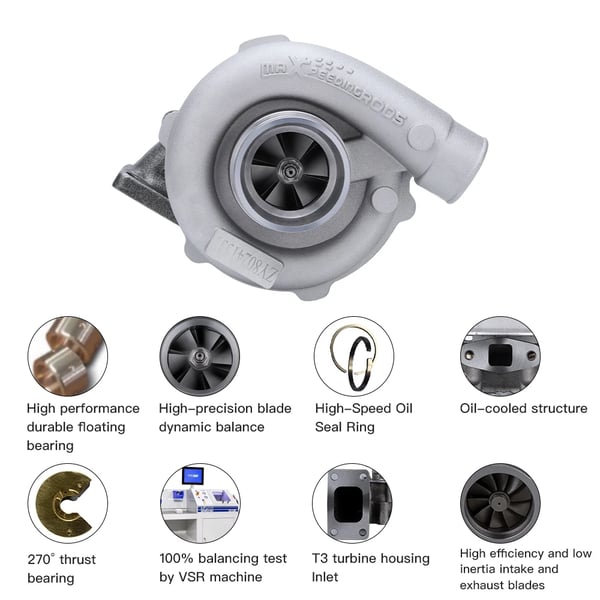 T04E Turbocharger, Universel Pasform til 1.5L-2.5L Motorer, Øger Hestekræfter Op til 300+HK, Oliekølet