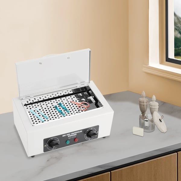 Værktøjsrengøringsboks, Metal, 2L Kapacitet, Højtemperatur Desinfektion, Kompatibilitet med Negleværktøj, Brugervenligt Design