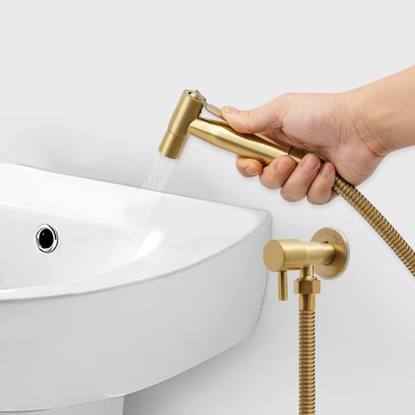 Badeværelsesvandhane Bidet Sprayer, Håndholdt Bruser, Vægmonteret Design,G1/2, Guld